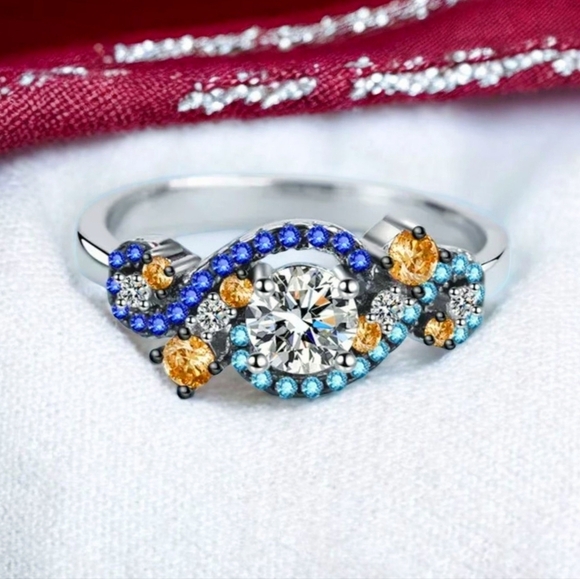 🆕️Sparkling Moissanite Diamond Ring - 0.5 CT S925 Silver with Colorful Accents - Picture 1 of 17